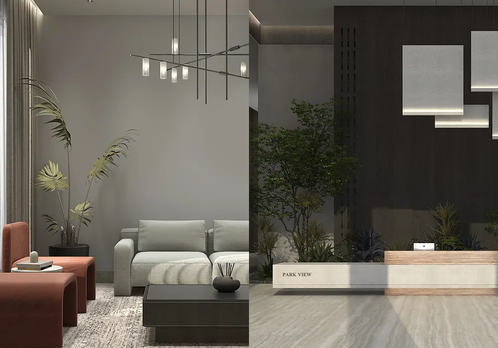 بهو الاستقبال والتصميم الداخلي لمشروع بارك فيو ريزدنس